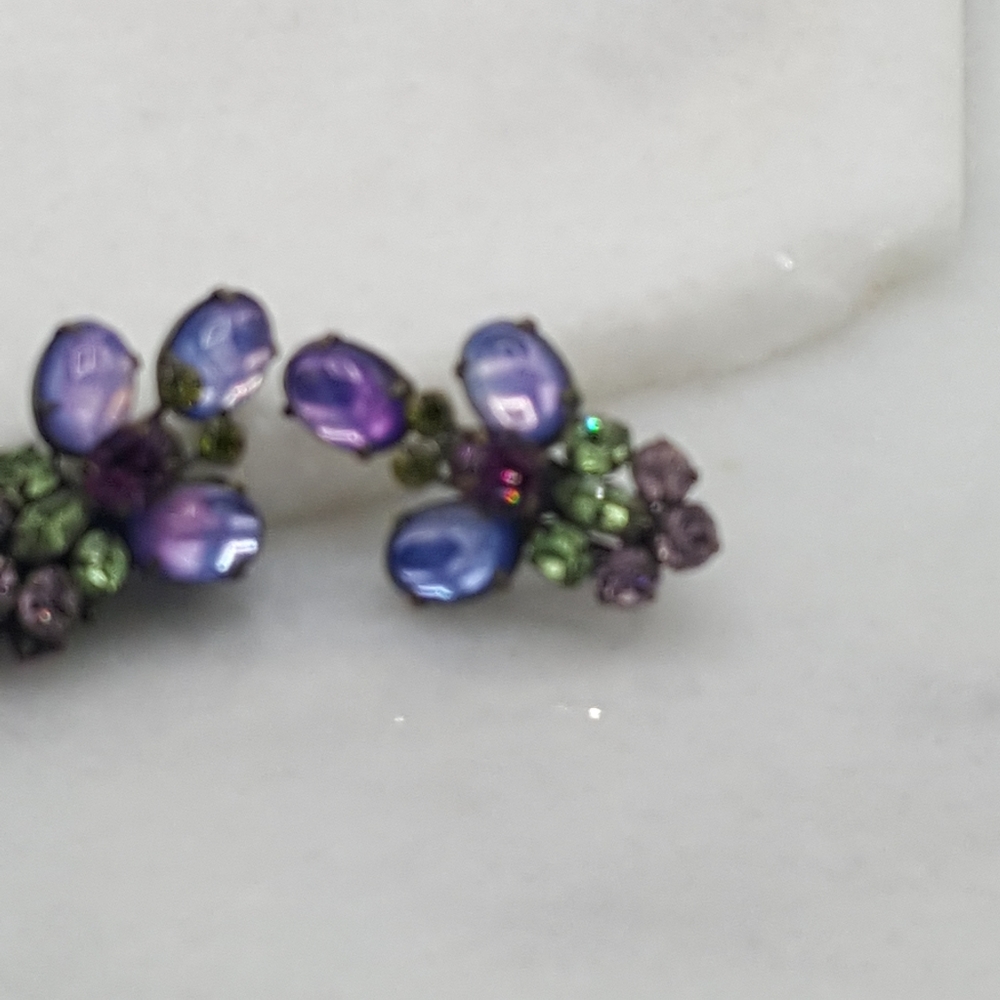 ✔RARE Alice Caviness Purple Cabochon Brooch and Earrings Set - Picture 5 of 14